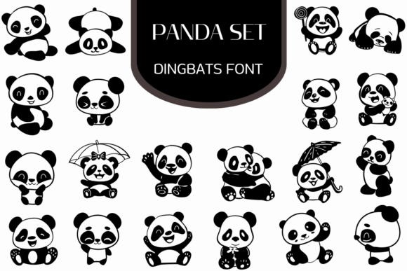 Panda Set Dingbats Font for Handmade Products